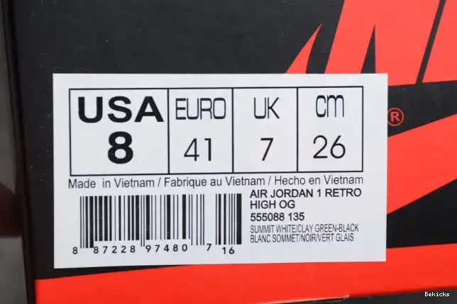 Cheap BK Jordan Retro 1 OG Air Green 555088-135 High Clay 0226