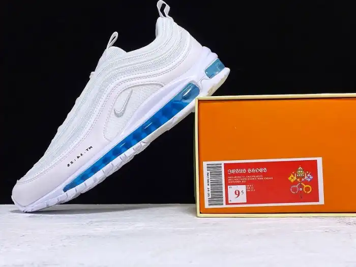 Rep BK MSCHF X INRI X NIKE AIR MAX 97 'JESUS SHOES' CUSTOM WHITE BLUE 921826-101JSUS 0204